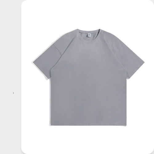 Solid color short sleeved cotton T-shirt loose oversize men T-shirt