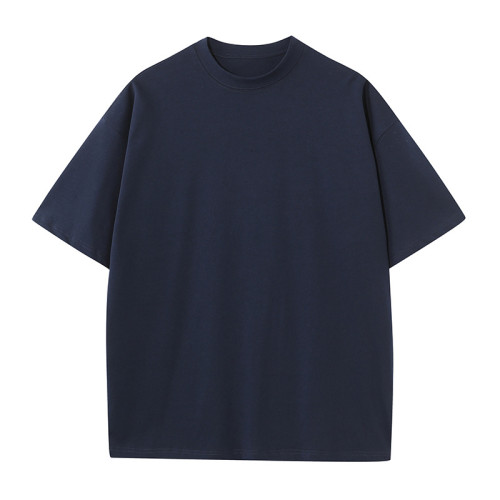 270gt T-shirt cotton off-shoulder round neck large size enterprise men's solid color short sleeves