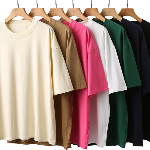 270gt T-shirt cotton off-shoulder round neck large size enterprise men's solid color short sleeves