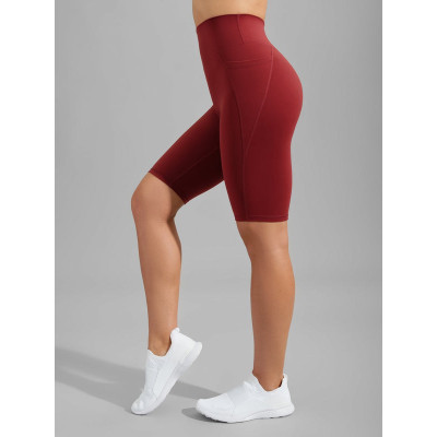 High waist compressive biker shorts supportive flatter yoga shorts