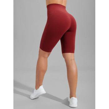 High waist compressive biker shorts supportive flatter yoga shorts