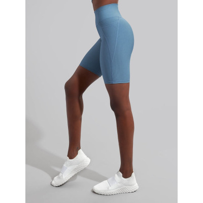 Tummy control ribbed biker shorts for ladies no front seam yoga shorts