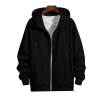 Hooded cardigan men's 300G solid color zipper jacket plus velvet thickened loose casual top for men