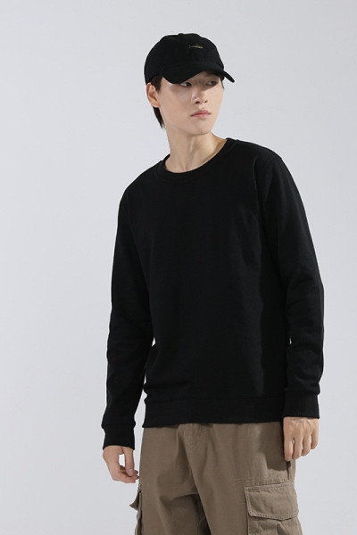 Pullover casual hoodie LOGO round neck long sleeve plus velvet loose work clothes sweater shirt men