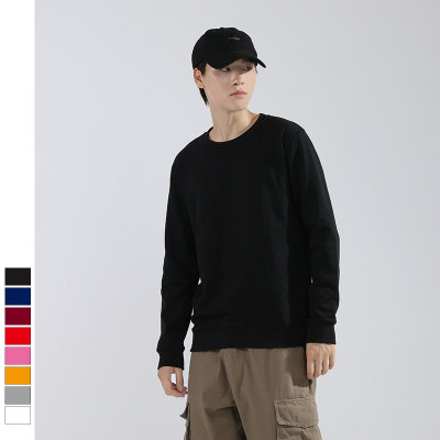 Pullover casual hoodie LOGO round neck long sleeve plus velvet loose work clothes sweater shirt men