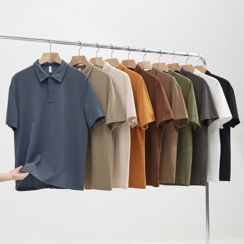 Men's basic solid color polo shirt men's 2023 summer new work clothes men's short sleeve T-shirt