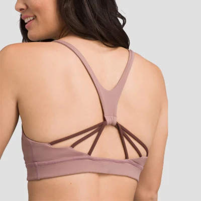 Women's Strappy Sports Bra, Medium Imapct Yoga Bra, custom sports bra