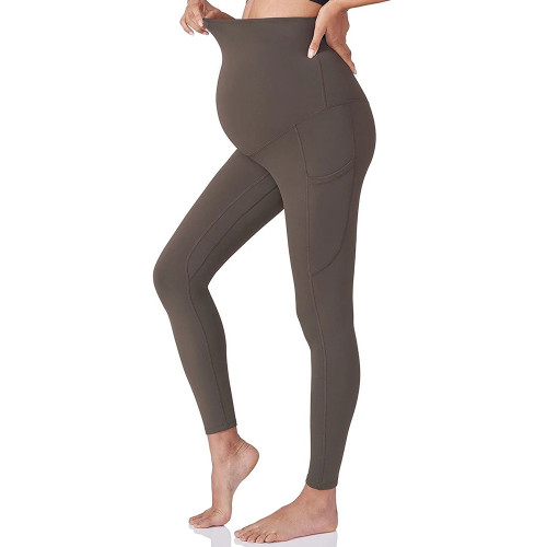 WMABL07 high waist phone pockets full length maternity leggings