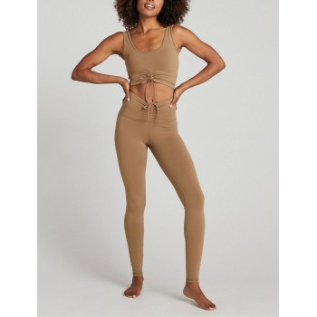 Criss cross ruched ankle leggings high rise adjustable waist full length yoga leggings