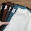 300g heavy street loose off shoulder T-shirt cotton men's solid color short sleeve large size men's T-shirt