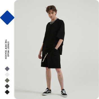 High street wind stereoscopic pocket cotton short sleeve T-shirt Short sleeve TEE hip-hop pure color men