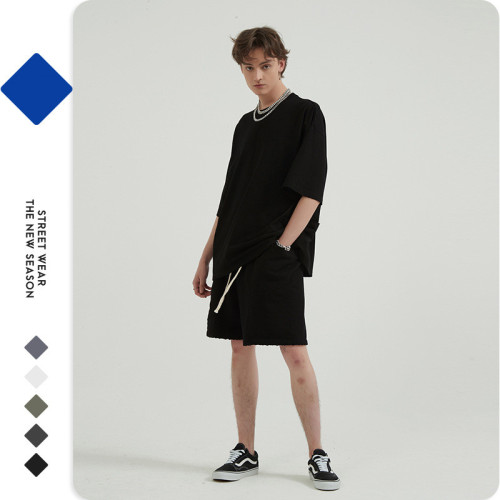 High street wind stereoscopic pocket cotton short sleeve T-shirt Short sleeve TEE hip-hop pure color men