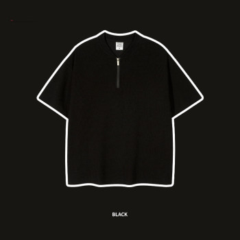 Summer 260 g waffle breathable collar cardigan high street loose popular logo t-shirts with short sleeves