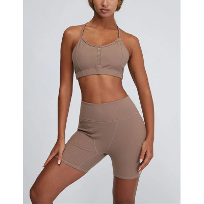 High rise ribbed yoga shorts for women sweat-wicking biker shorts