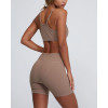 High rise ribbed yoga shorts for women sweat-wicking biker shorts