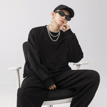 Men's 350g heavy weight sweatshirt spring new tide brand high street loose embroidered top