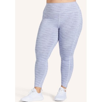 Plus size compressive yoga leggings with side pockets striped training leggings