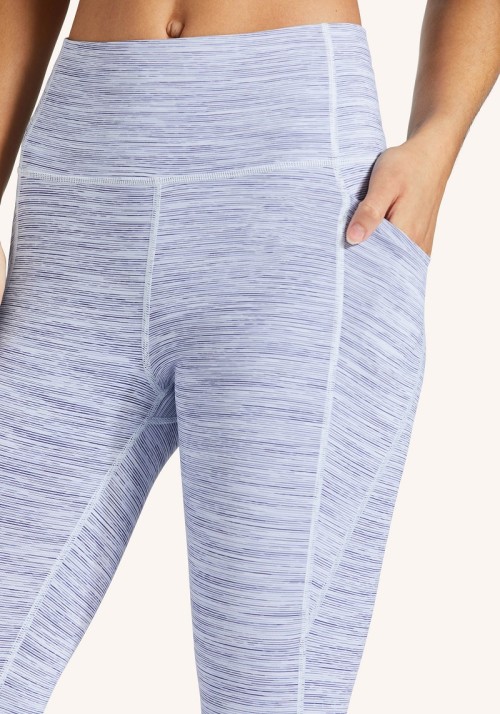 Plus size compressive yoga leggings with side pockets striped training leggings
