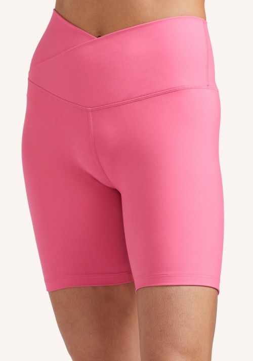 Criss cross 7" inseam biker shorts for women High waisted solid color yoga shorts