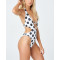 WSWT06 Women's Tie Knot Front Cut Out High Waist One Piece Swimsuits Solid Color Beachwear