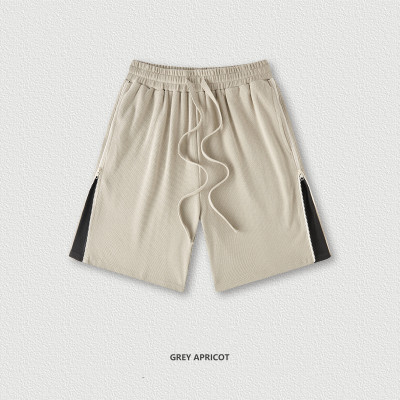 2023 spring and summer texture series 360G contrast color open zippered waffle shorts loose fashion brand for men