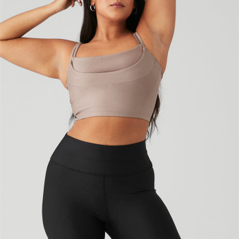Fitted Workout Crop Tops,  Yoga Tank Tops, Yoga Wrap Top