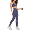 Crossover waistband shiny fitness yoga leggings compressive fitness tights