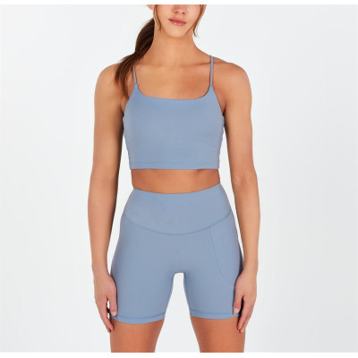 High waist no front seam yoga shorts with side pockets butt lifting biker shorts