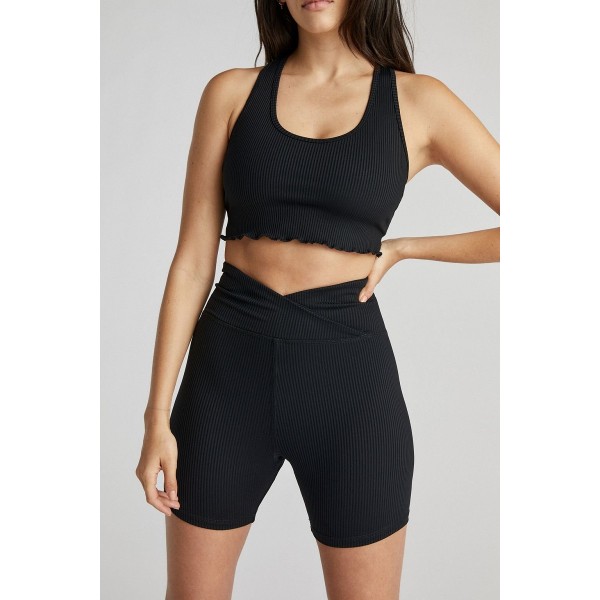 Buttery soft ribbed biker shorts criss cross plain yoga shorts