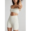 Cross over waist yoga shorts women's athleisure biker shorts