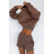 Women's Two Piece Outfit Letter Long Sleeve Crewneck Sweatshirt and Shorts Set