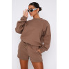 Women's Two Piece Outfit Letter Long Sleeve Crewneck Sweatshirt and Shorts Set