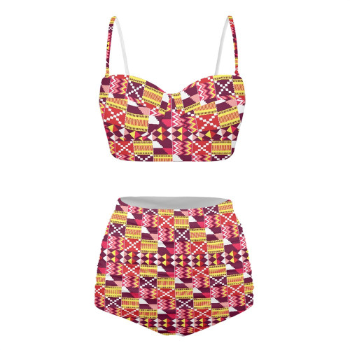 WSWT08 Colorful Print Girl Swimwear Summer Beach Women Bikinis Beachwear custom Design Swimwear Set