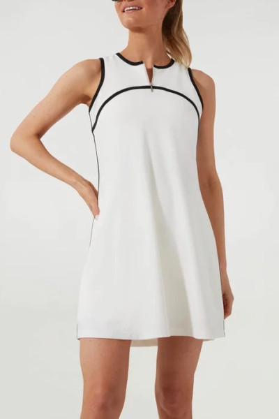 Custom black-and-white tennis dress for ladies 1/4 zipper tennis sportswear