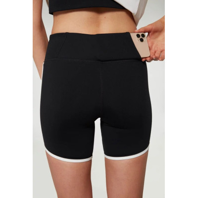 Custom athleisure pipe yoga shorts high waist color block biker shorts for ladies