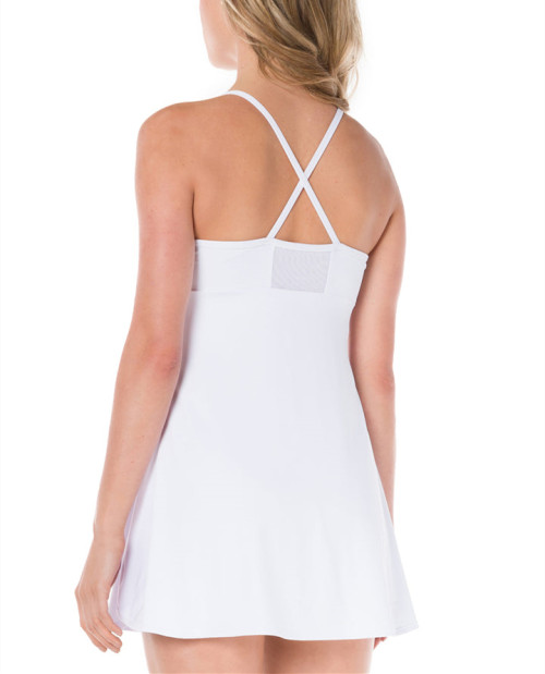 Custom mesh tennis dress for ladies with shorts basic back cross tennis clothing