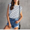 Essentials Women's Classic Fit Sleeveless shirts,  Crew neck T Shirt, striped shirts