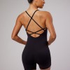Custom cross back yoga jumpsuits with removable paddings one piece yoga shorts sets