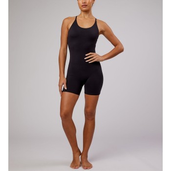 Custom cross back yoga jumpsuits with removable paddings one piece yoga shorts sets
