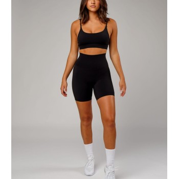 Tummy control no front seam yoga shorts basic compressive biker shorts