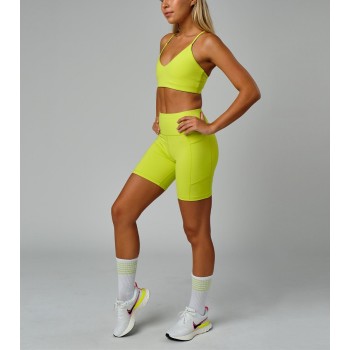 Custom neon color yoga shorts with side pockets high waisted biker shorts