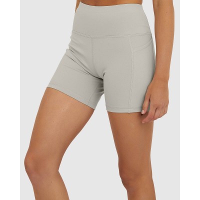 Custom high waist yoga shorts with side pockets classic plain biker shorts