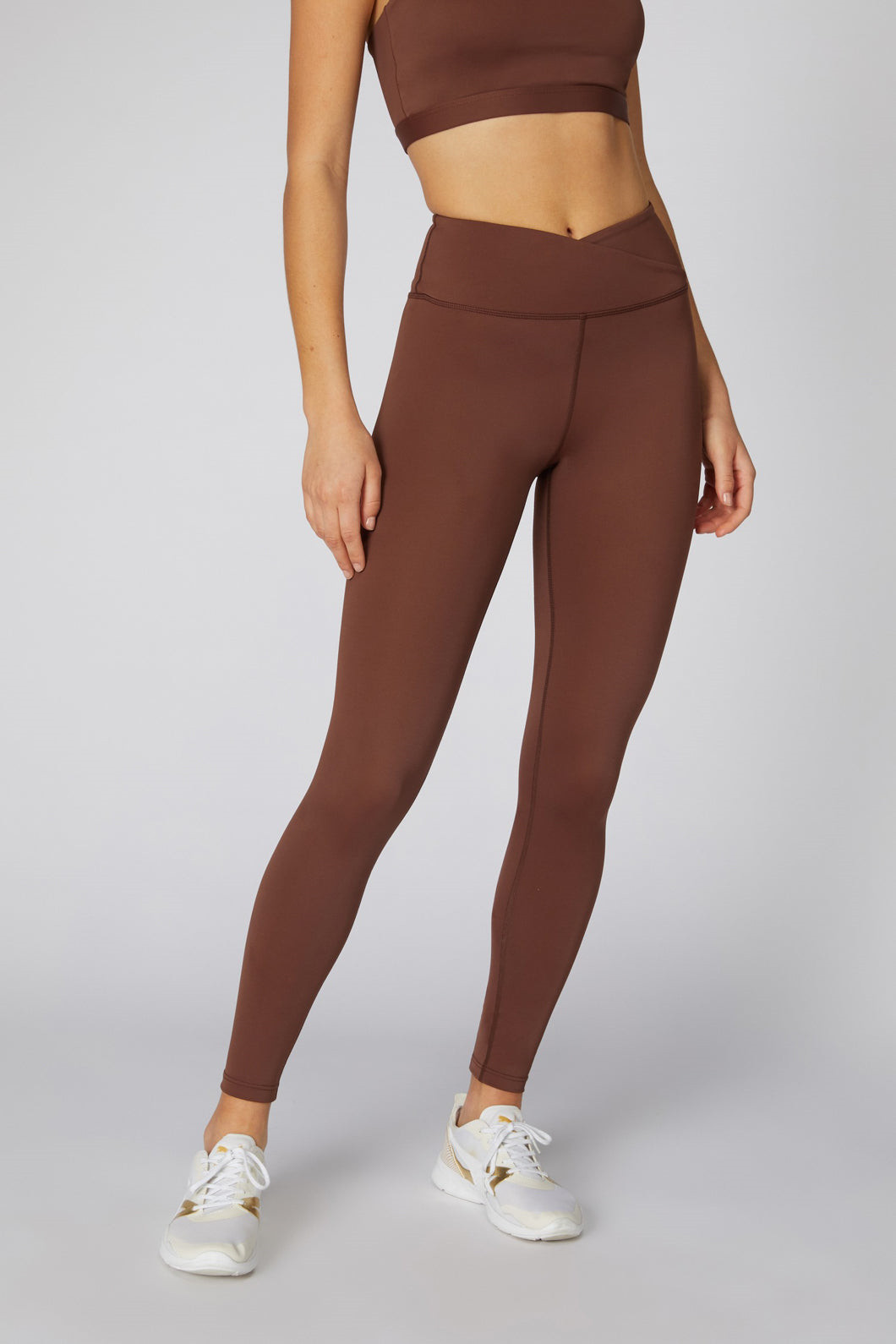 Custom crisscross waistband compressive ankle leggings women's nylon