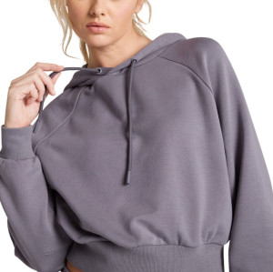 New wholesale hooded cropped sweatshirts with drawstring for women