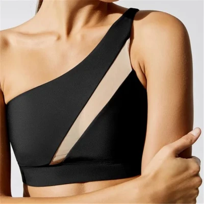 Womens One Shoulder Sports Bra Yoga Bra  Athletic Sports Running Workout Top