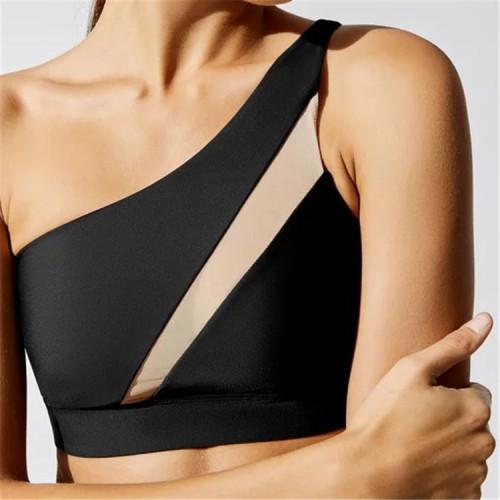 Womens One Shoulder Sports Bra Yoga Bra  Athletic Sports Running Workout Top