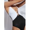 Wholesale one piece sevy V neck color block swimsuits backless beachwear for women
