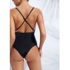 Women's plunge deep V neck swimwear cross back one piece swimsuits