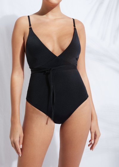 Women's plunge deep V neck swimwear cross back one piece swimsuits