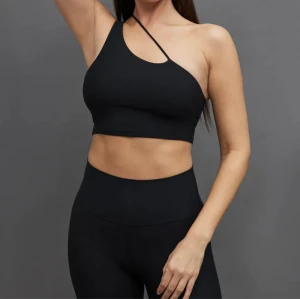 Women's Cut Out One Shoulder Sports Bra Cross Neck Knit Yoga Bra